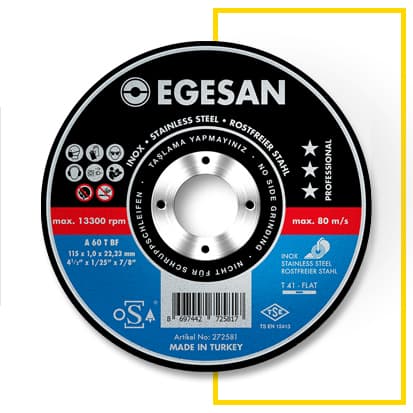 Pro Serisi Inox İnce Kesme Taşları 115 x 1,0 x 22,23 INOX A 60 T BF