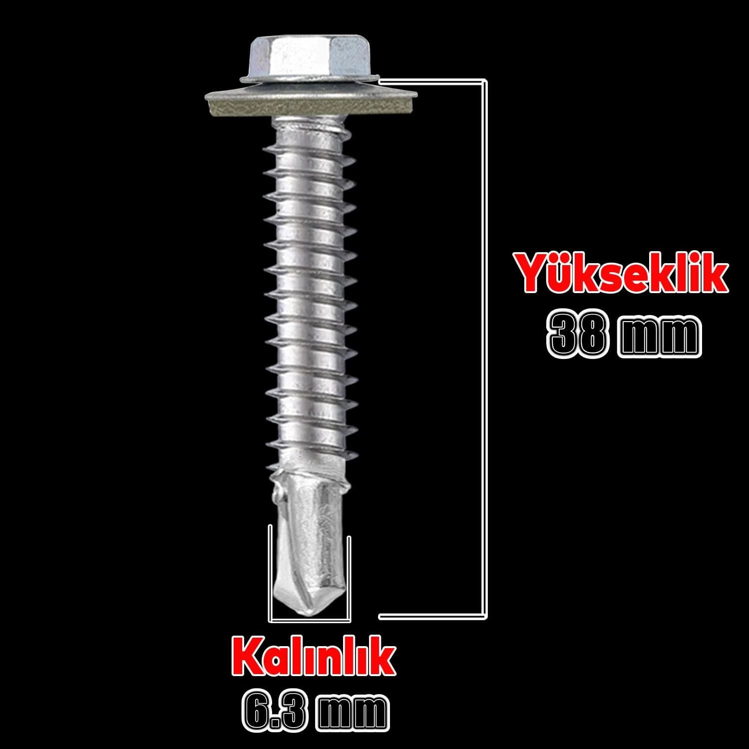 ÇATI VİDASI 6,3*38 ( ADAP.10 MM ) MRD
