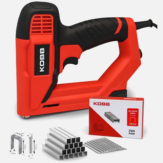 Kobb KBZ200B 8-16mm Zımba ve 15-16mm Profesyonel Çivi Çakma Makinesi-3000 adet Yedek Zımba ve Çivi