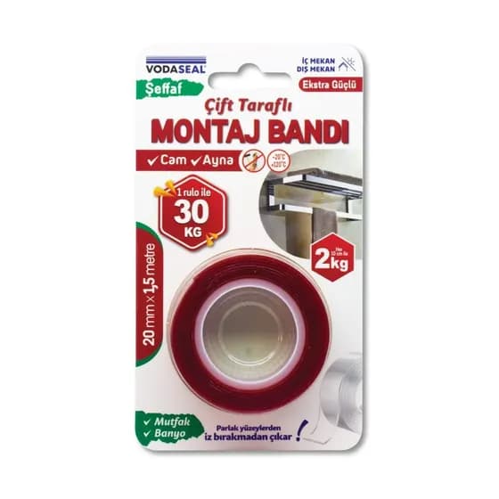 VODASEAL VHB MONTAJ BANDI - 20 MM X 1.5 MT - GRİ