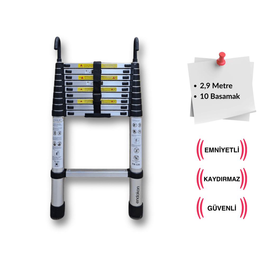 10 BASAMAK 290CM ALÜMİNYUM TELESKOPİK MERDİVEN