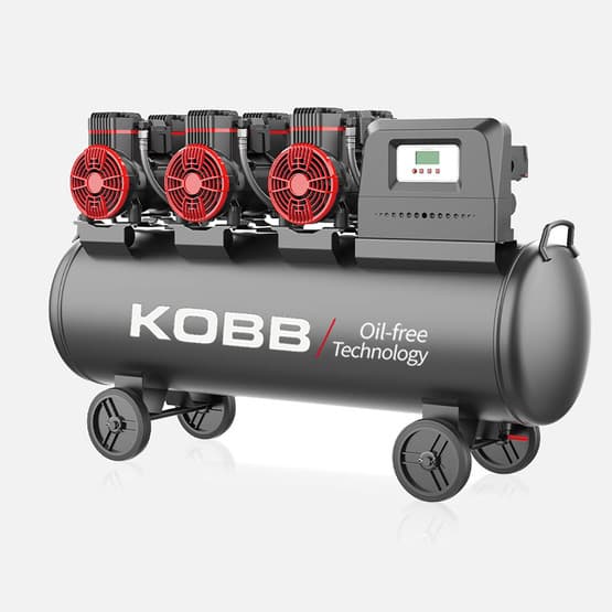 KOBB KBK100S 6.0HP 100Lt 8Bar Üç Motorlu Yağsız Sessiz Taşınabilir Hava Kompresörü