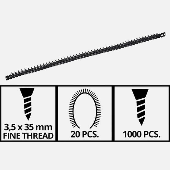 Einhell Alçıpan Vidaları, İnce Dişli, 3,5 x 35 mm (1000ADET) 4261001