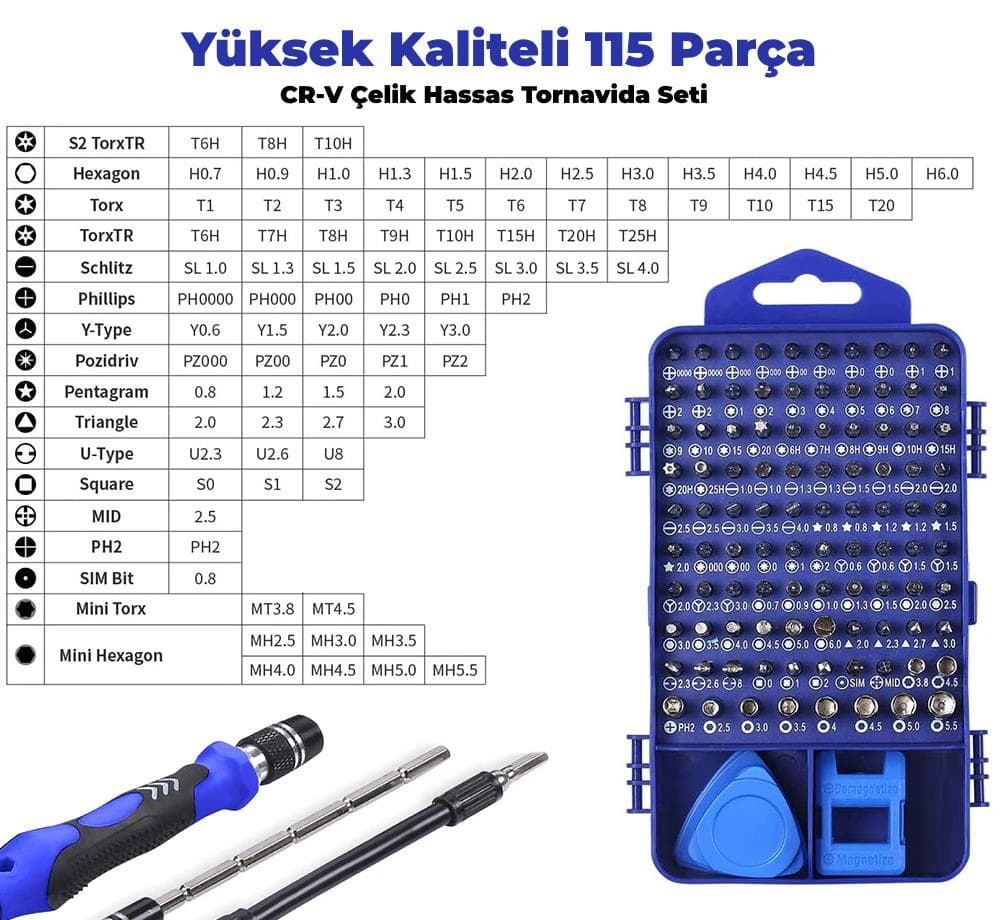 ELEKTRONİKÇİ TORNAVİDA TEŞHİR SETİ 68 PCS