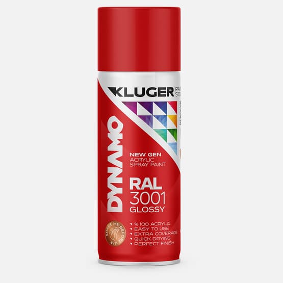Kluger Dynamo Akrilik Düz Sprey Boya Kırmızı RAL 3001 400 ML
