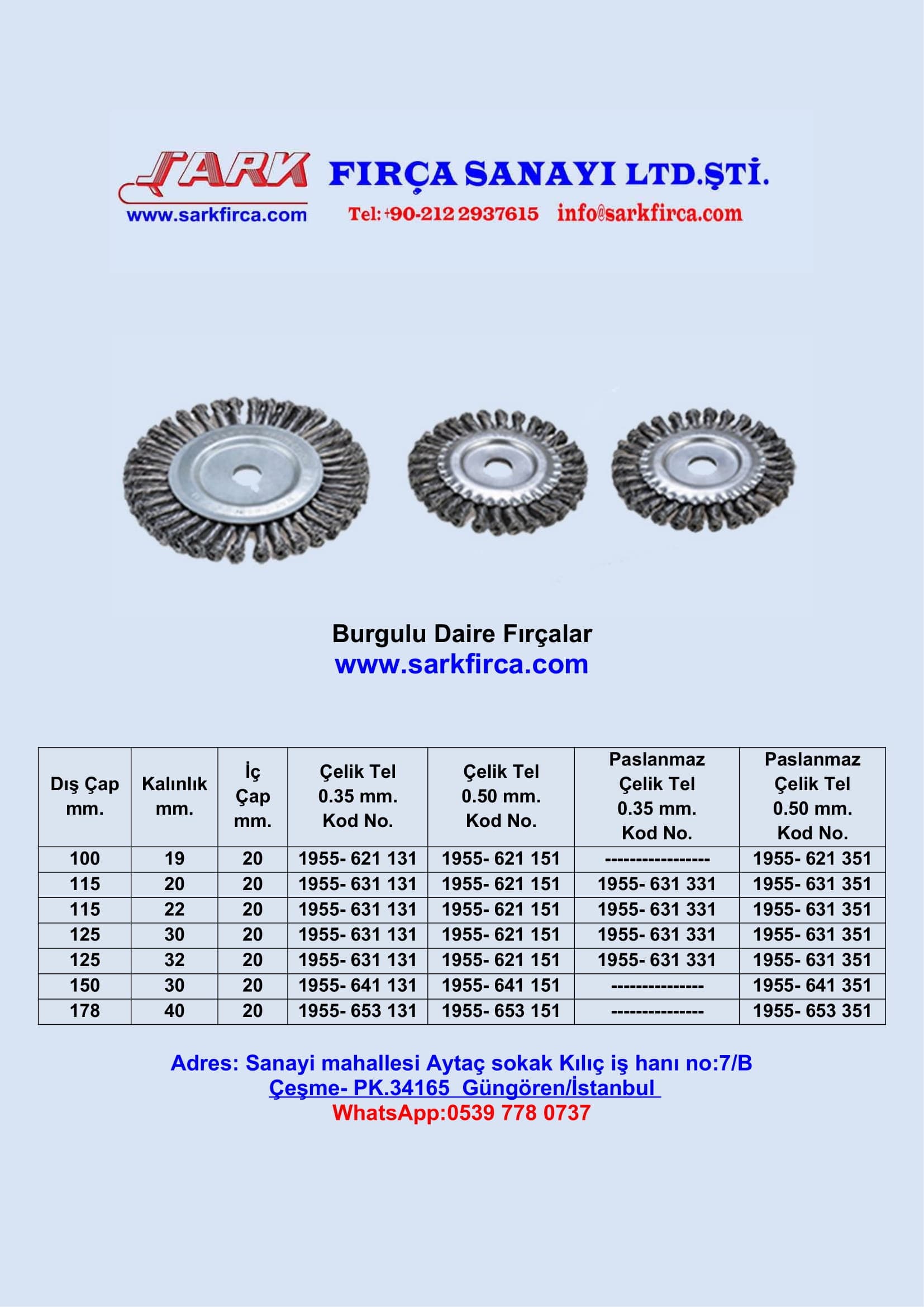 BURGULU DAİRESEL FIRÇA 180X30 VİDALI