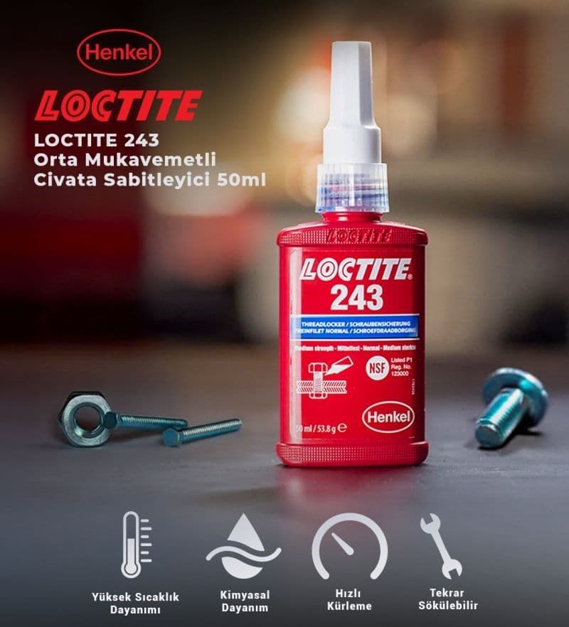 LOCTITE 243 CİVATA SABİTLEYİCİ 50 ML 1677003