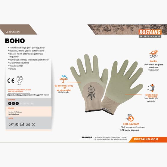 Rostaing BOHO-IT07 Hafif Bahçe İşleri Eldiveni No:7 - S