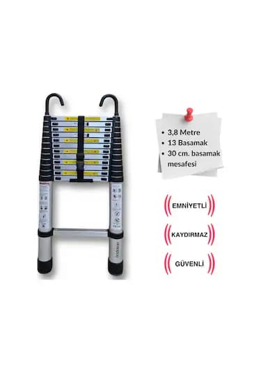 13 BASAMAK 380CM ALÜMİNYUM TELESKOPİK MERDİVEN