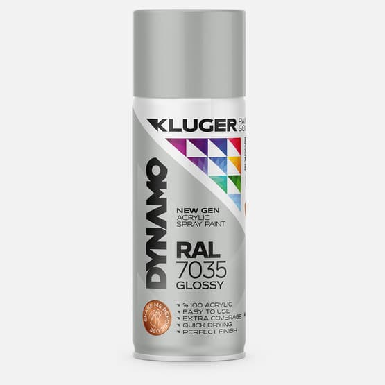 Kluger Dynamo Akrilik Düz Sprey Boya Açık Gri RAL 7035 400 ML
