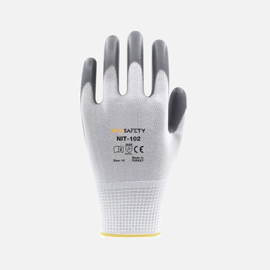 Maxsafety MXNIT-102-10 Nitril Eldiven(Gri-Beyaz)