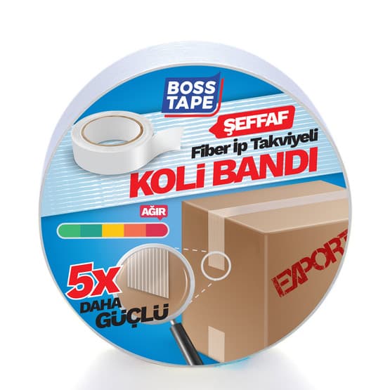 Boss Tape Takviyeli Lifli Koli Bandı Şeffaf 45 mm x 25 mt