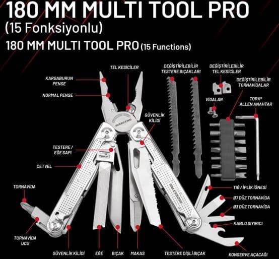 14000005269 İZELTAŞ MULTI TOOL PRO-15 FONKSİYONLU 180 MM