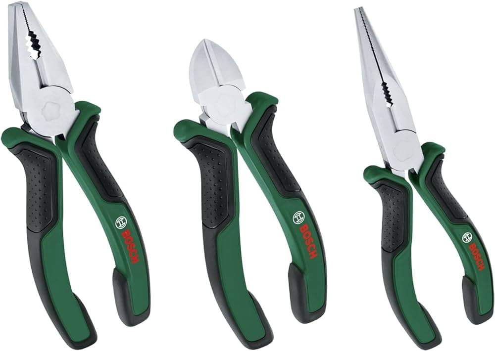 BOSCH YEŞİL SERİ PENSE SETİ 3 PARÇA (KARGABURUN, YAN KESKİ, PENSE)