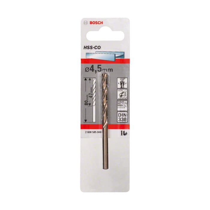 BOSCH ALTIN SERİ HSS-CO METAL MATKAP UCU 4,5*80 MM 1'Lİ
