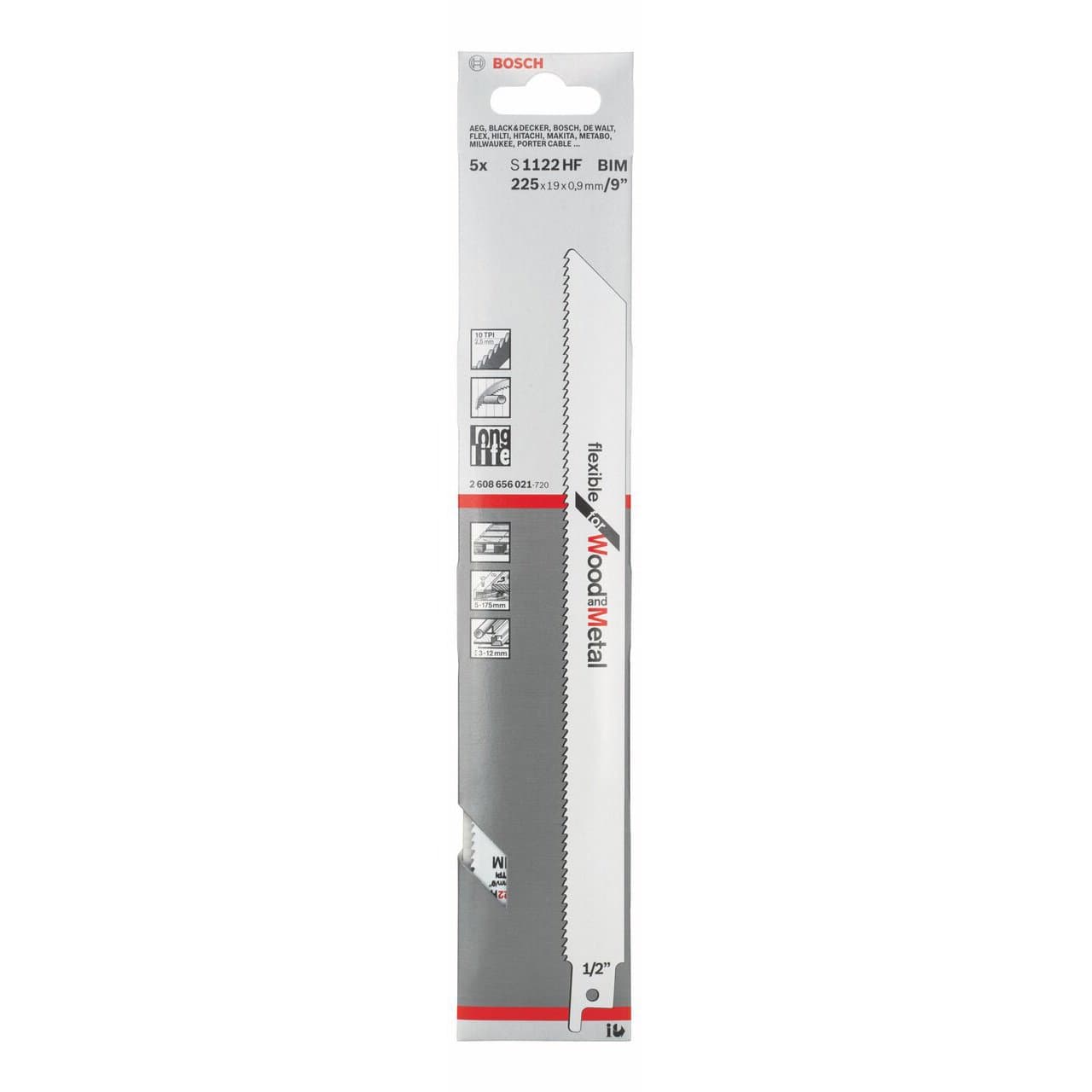 BOSCH TİLKİ KUYRUĞU BIÇAĞI  S 1122 HF 225 MM FLEXİBLE FOR WOODANDMETAL 5 Lİ
