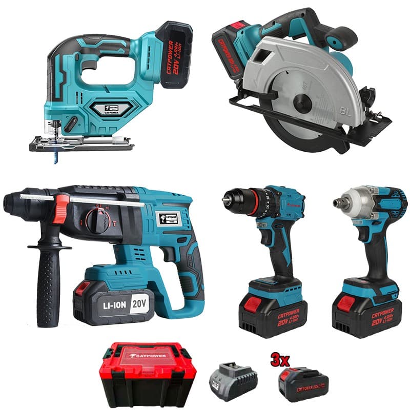 CAT1395 CATPOWER AKÜLÜ 5 Lİ SET DAR.VİDALAMA / HİLTİ/SUNTA KESME/SOMUN SIKMA/DEKUPAJ 20V 3X4.0AH