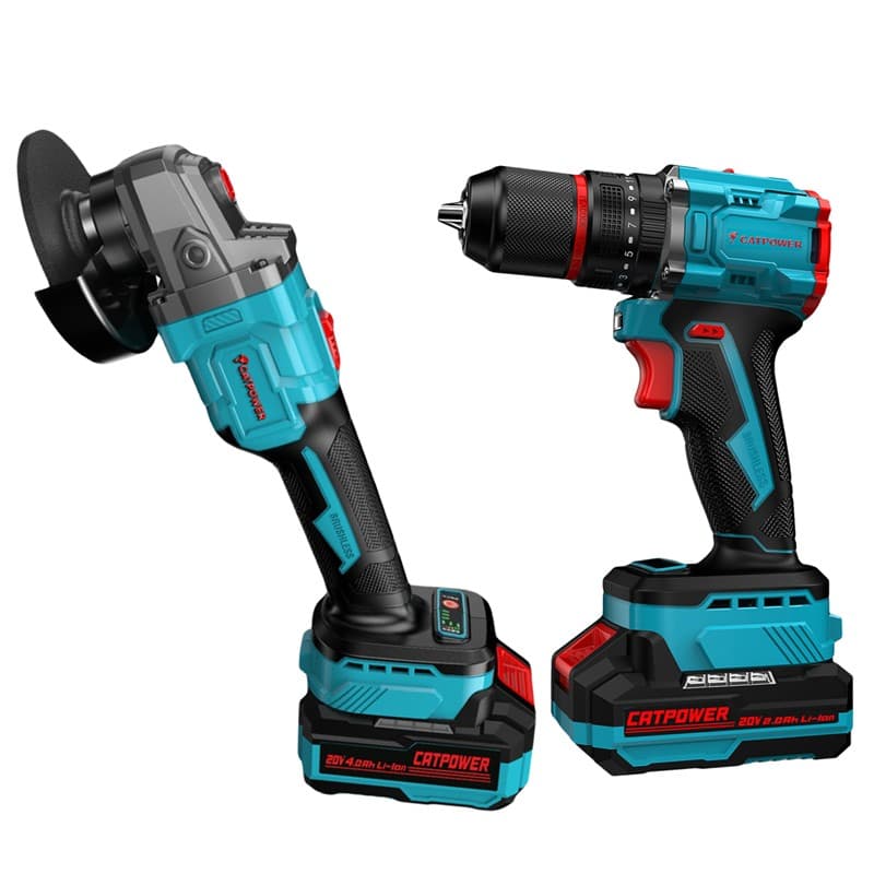 CATE1030 CATPOWER KÖMÜRSÜZ AKÜLÜ 2Lİ KOMBO SET- DARBELİ MATKAP VE AVUÇ TAŞLAMA 20V 4.0AH+2.0AH AKÜ