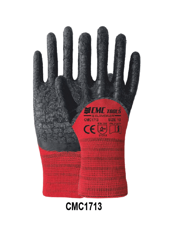 CMC1713 CMC LATEX ELDİVEN KIRMIZI-SİYAH 3/4 NO:10