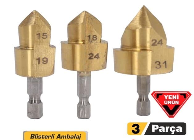 DMAX PPRC BORU GENİŞLETME VE DELME BİTS UÇLU MATKAP UÇ SETİ 3 PCS (15-19 MM, 18-24 MM, 24-31 MM)