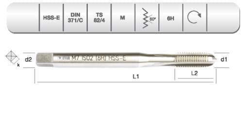 E00105721200 EVAR HSSE DIN 371/C MAKİNA KLVZ.KALIN ŞAFT M12