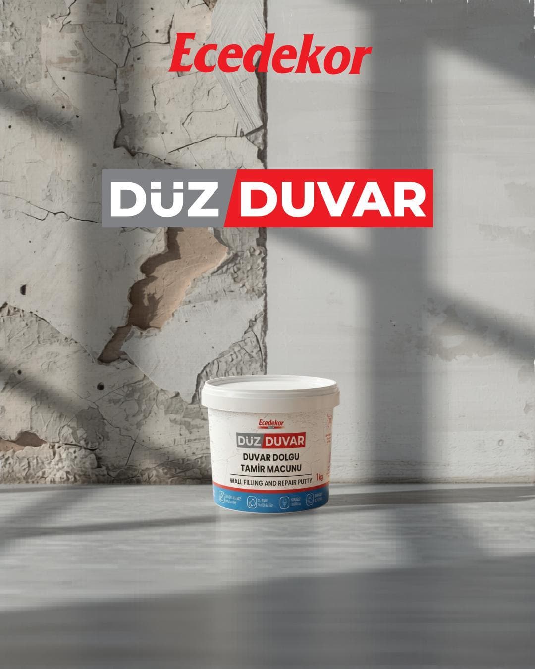 ECEDEKOR DUVAR DOLGU TAMİR MACUNU 1000GR