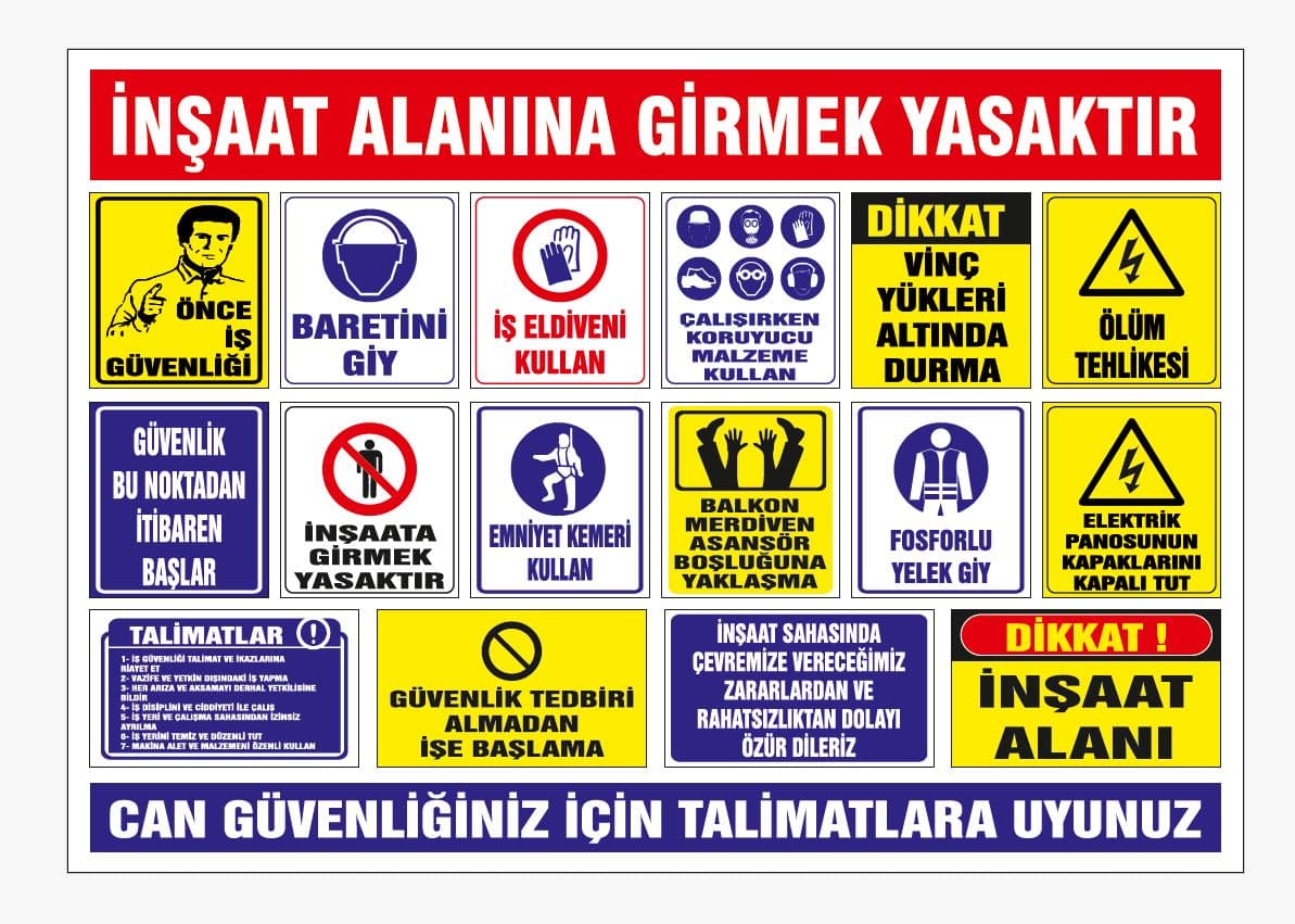 ILST100 TOPLU İNŞAAT İKAZ LEVHA SETİ DEKOTA BASKI 100CM*70CM*3MM