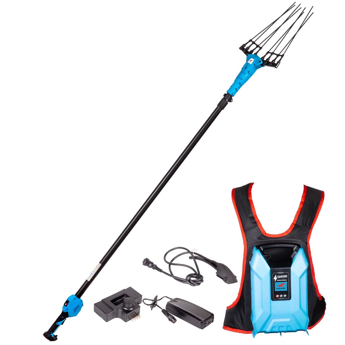 KH-OS18-43250AS KOHAM AKÜLÜ ZEYTİN VE MEYVE HASAT MAKİNESİ 2.20 -3.40 M YÜKSEKLİK 3 KG SIRT AKÜLÜ