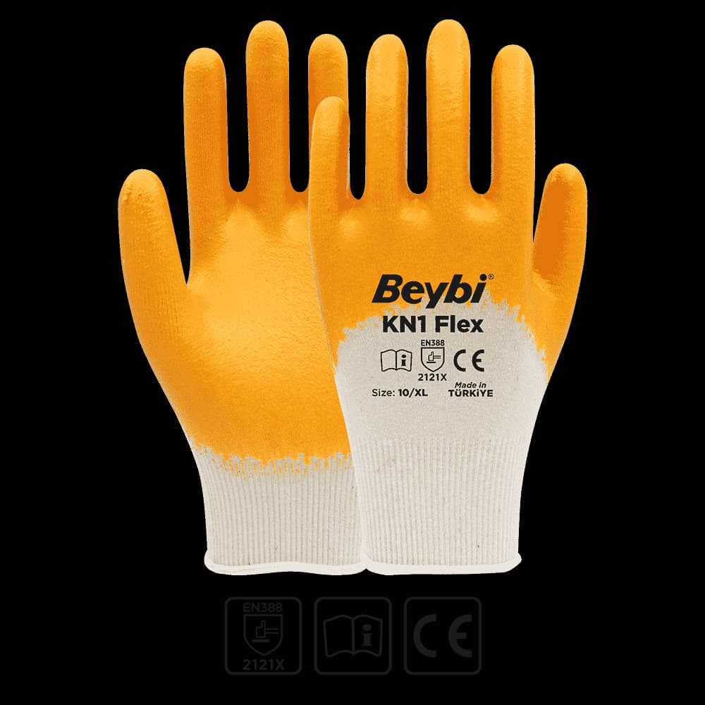 BEYBİ KN1FLEX NİTRİL ELDİVEN SARI NO:9