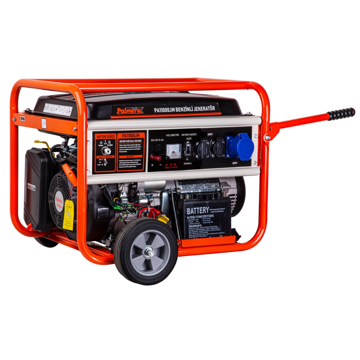 PA11000JM5 PALMERA EUR5 BENZİNLİ JENERATÖR MONOFAZE 220V 10,37 KVA / 8 KW MARŞLI