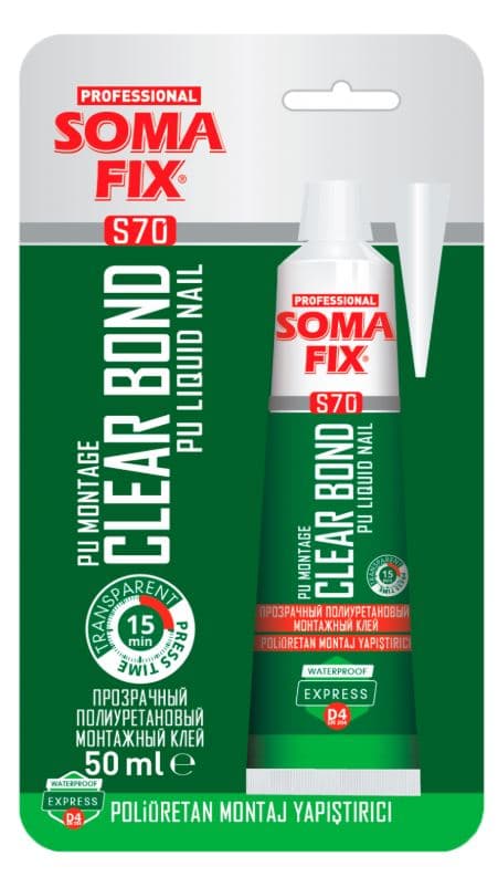 S70 SOMAFIX POLİÜRETAN TÜP MONTAJ YAPIŞTIRICI-SIVI ÇİVİ 50 ML