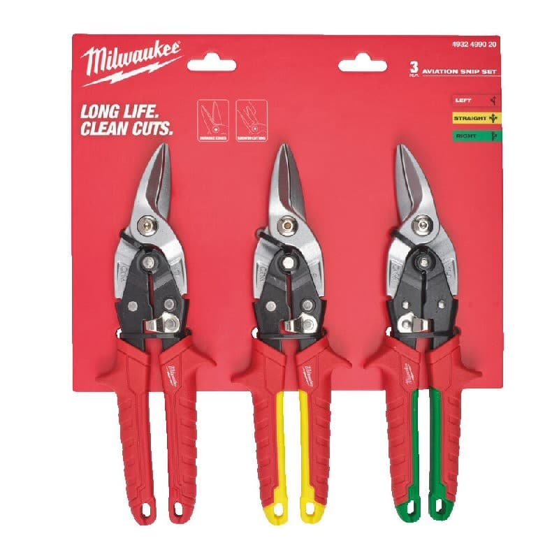 MILWAUKEE KAPORTACI MAKASI 3'LÜ SET ( SAĞ-SOL-DÜZ )