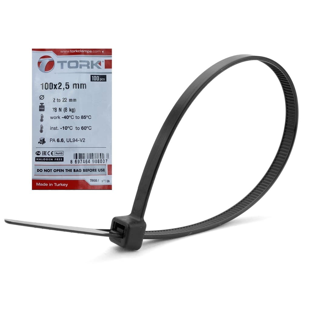 TORK KABLO BAĞI ( CIRT KELEPÇE ) 2,5*150 SİYAH (100 ADET)