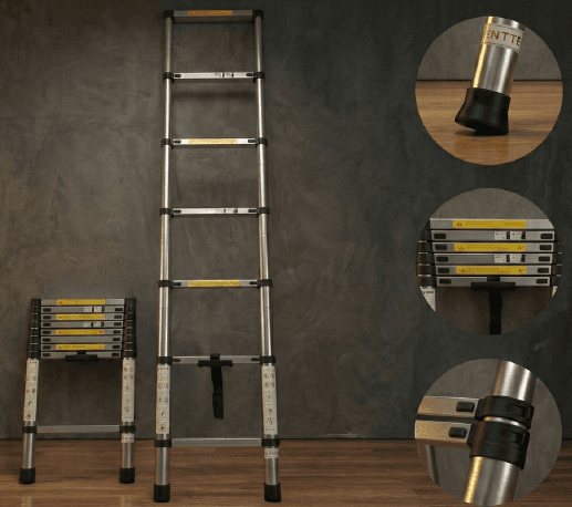 TSTLS260 TENTTECH PASLANMAZ ÇELİK TELESKOPİK MERDİVEN 2.6 MT. 9 BASAMAKLI