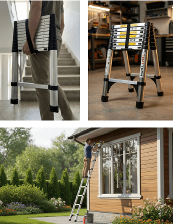 TSTLS320 TENTTECH PASLANMAZ ÇELİK TELESKOPİK MERDİVEN 3.2 MT. 11 BASAMAKLI