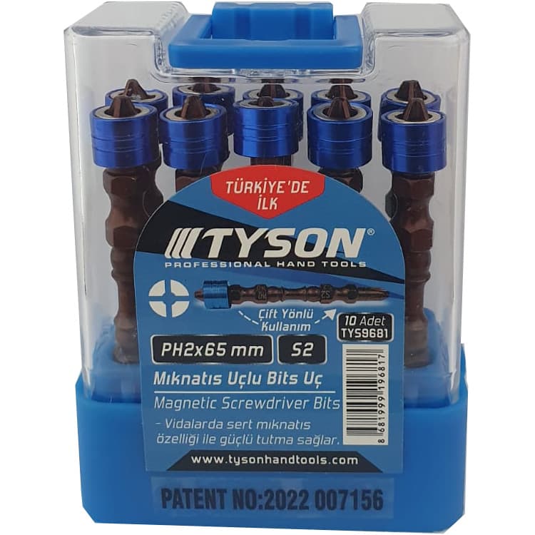 TYS9682 TYSON MIKNATISLI BİTS UÇ PZ2*65MM ÇİFT YÖNLÜ 10'LU PK