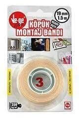 VE-GE ÇİFT TARAFLI KÖPÜK MONTAJ BANDI İÇ-DIŞ ORTAM/INDOOR-OUTDOOR NO:3 19 MM*1,5 MT