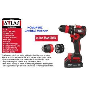 ATB21 BLPDX-202C AKÜLÜ KÖMÜRSÜZ DARBELİ MATKAP 2X2.0AH ÇANTALI