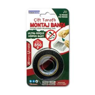 VODASEAL ÇIFT TARAFLI KÖPÜK MONTAJ BANDI 20 MM X 1.5 MT - SİYAH
