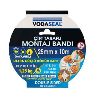 VODASEAL ÇİFT TARAFLI KÖPÜK MONTAJ BANDI 25 MM X 10 MT - BEYAZ