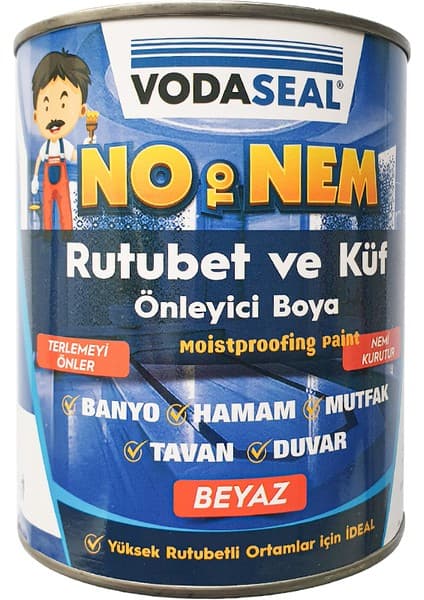 VODASEAL NO to NEM - RUTUBET ve KÜF ÖNLEYİCİ BOYA - 3 KG - BEYAZ