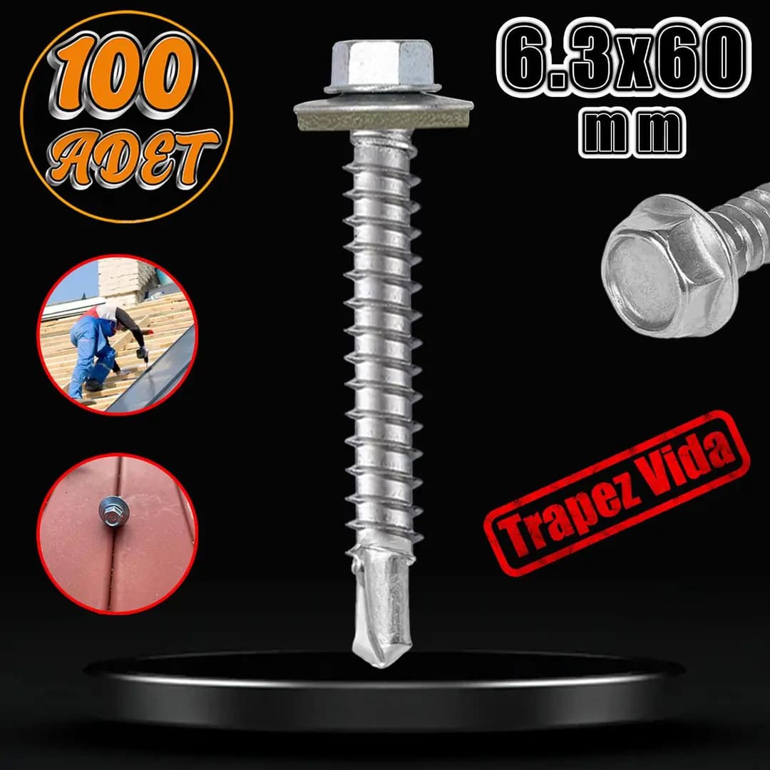 ÇATI VİDASI 6,3*100 6MM KAP. MRD