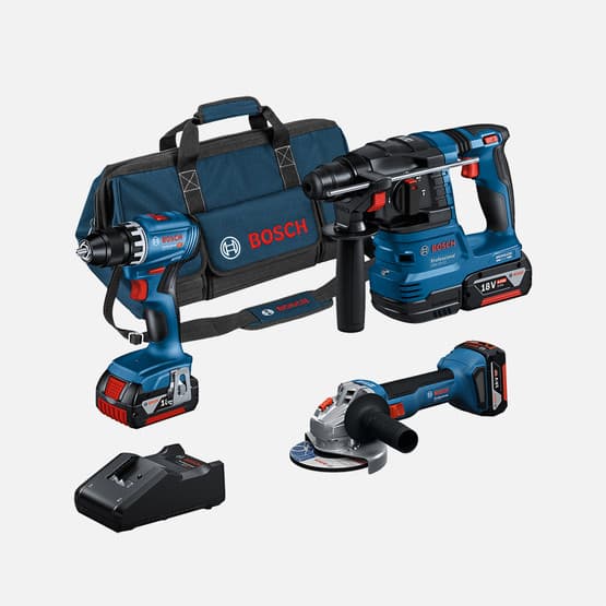 Bosch GSR18V45+GWS18V8+GBH18V22+3x4Ah+GAL18V40 Profesyonel 3'lü Makine Seti