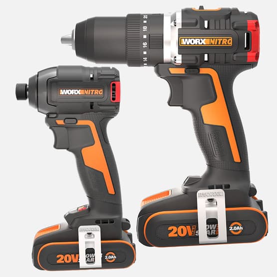 Worx WX925 20Volt/2.0Ah Çift Akülü Kömürsüz Profesyonel Şarjlı Darbeli Matkap + WX265 Kömürsüz Darbeli Tornavida Seti