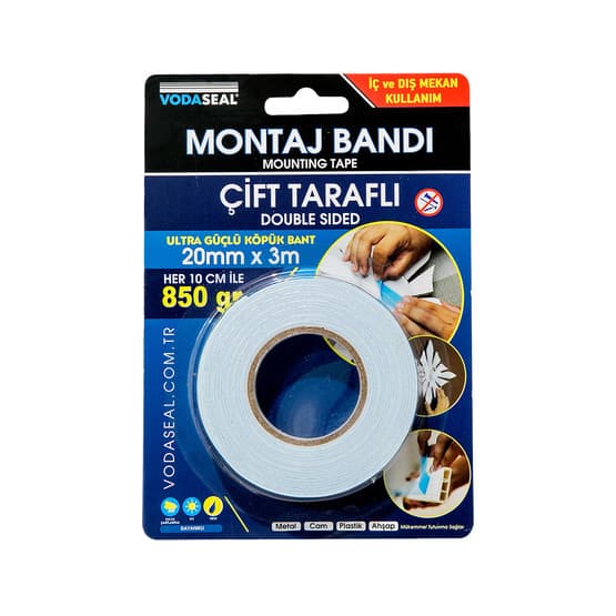 Vodaseal Çift Taraflı Montaj Bandı Beyaz 20MMX3M
