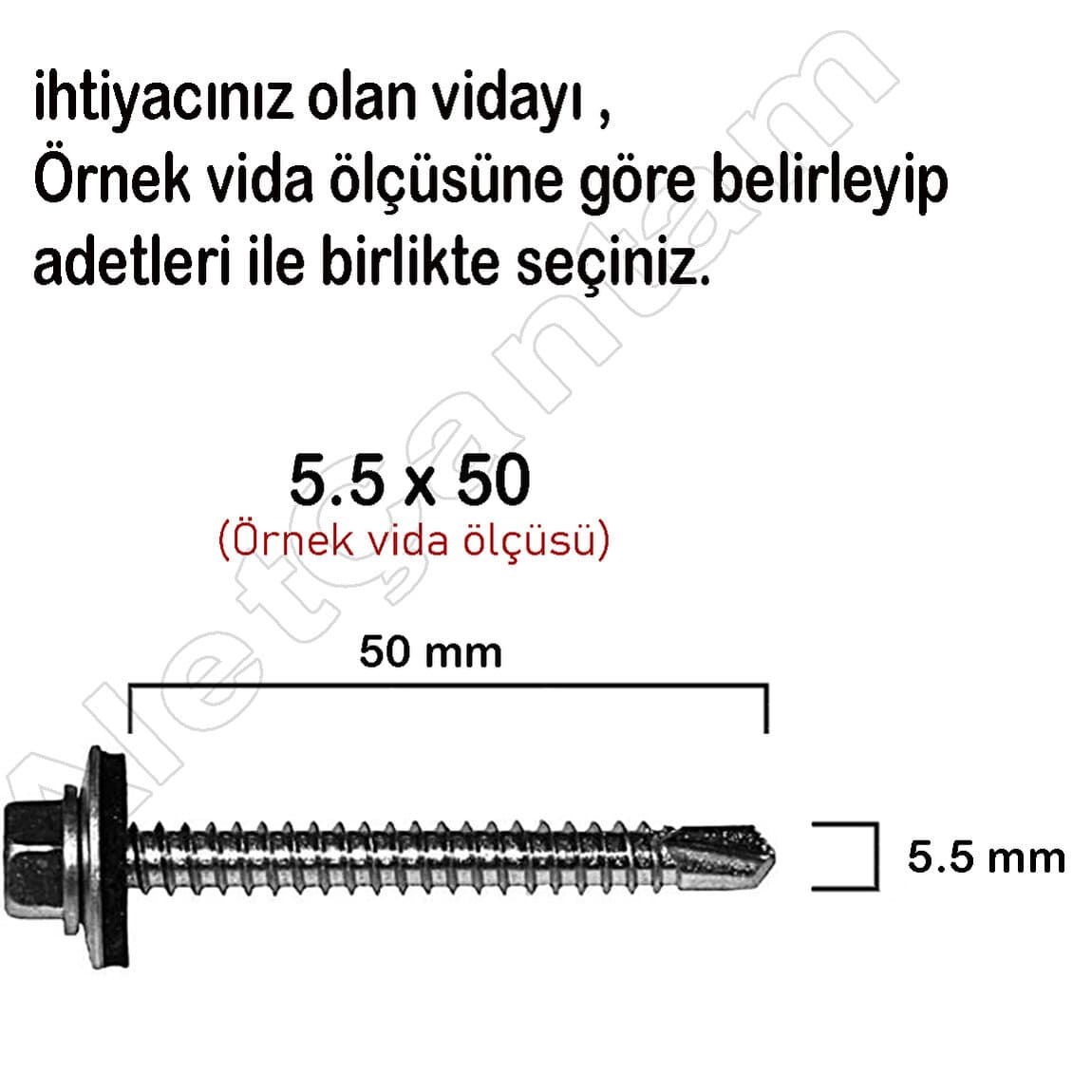 ÇATI VİDASI 5,5*25 6 MM KAP. MRD