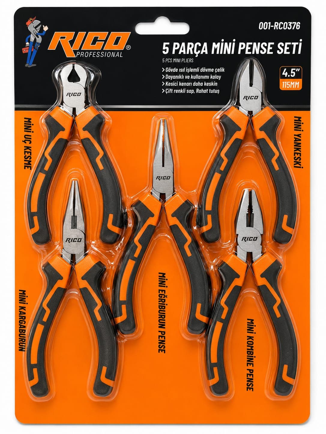 001RC0376 RICO MİNİ EL ALETİ SETİ 5 PARÇA 115 MM