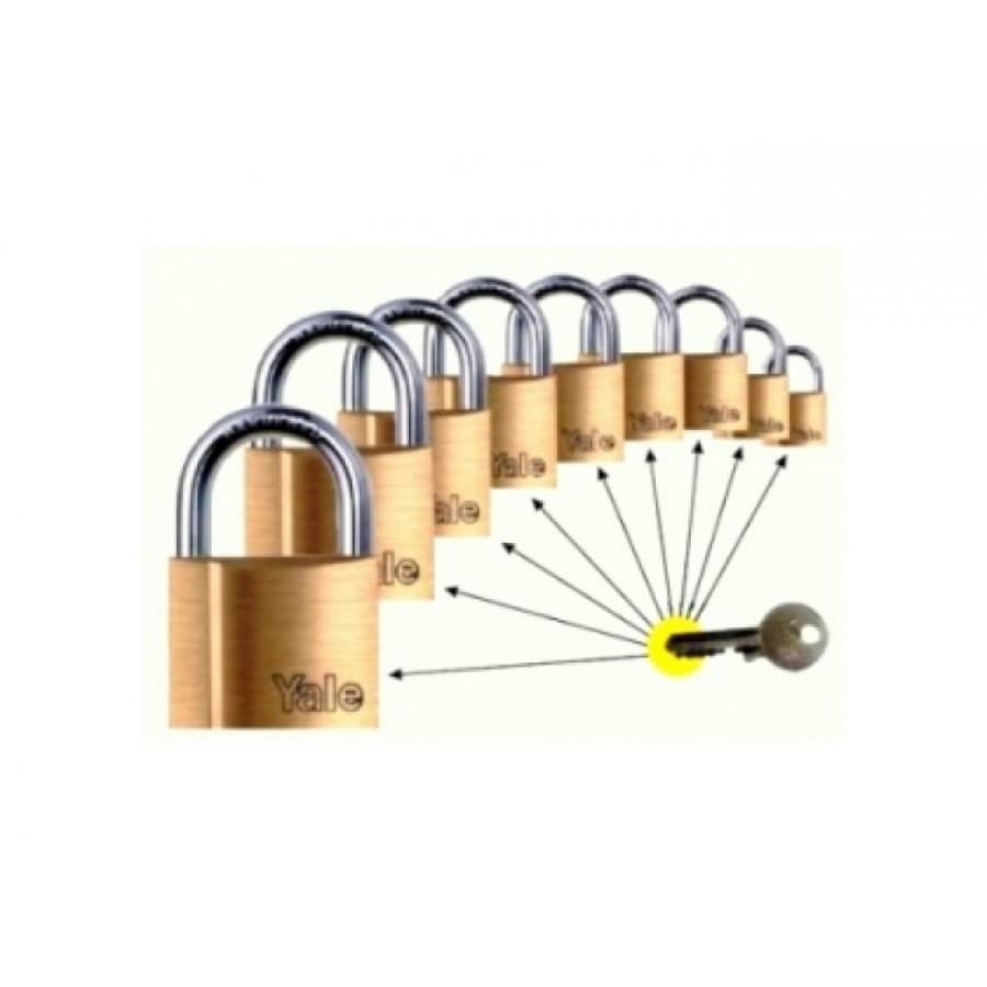 YALE PAS SİSTEM PİRİNÇ ASMA KİLİT 40 MM SERİ 10 ( 6'LI PK - 2 ANAHTAR )