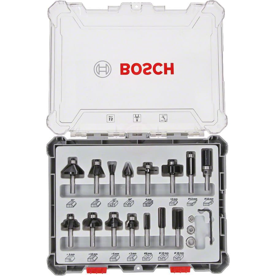 BOSCH AHŞAP FREZE UCU SETİ 8MM 15 LI (13; 16; 13; 35; 25; 16; 32; 32; 27; 29; 19; 25; 8; 10; 16MM)