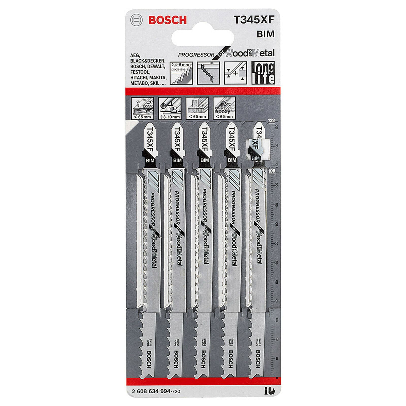 BOSCH DEKUPAJ UCU T345XF PROGRESSOR FOR WOOD&METAL 132MM 5 Lİ